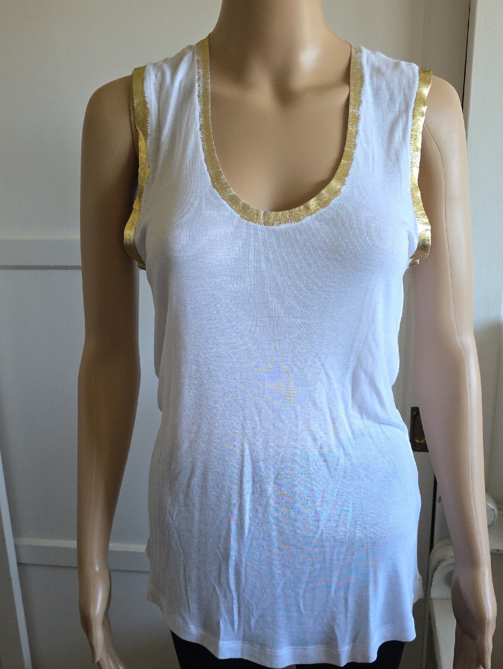 Zadig & Voltaire White Tank with Gold Trim